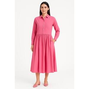 Grayson Dress Womens Size 3 Pink Shirt Dress Long Sleeve Buttonup Cotton Midi‎